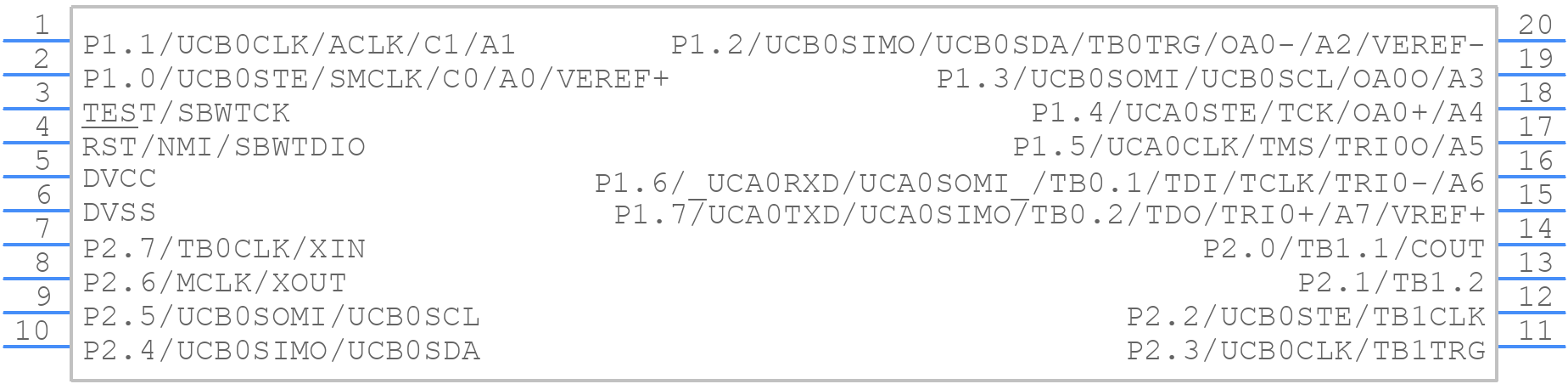 MSP430FR2311IPW20 - Texas Instruments - PCB symbol