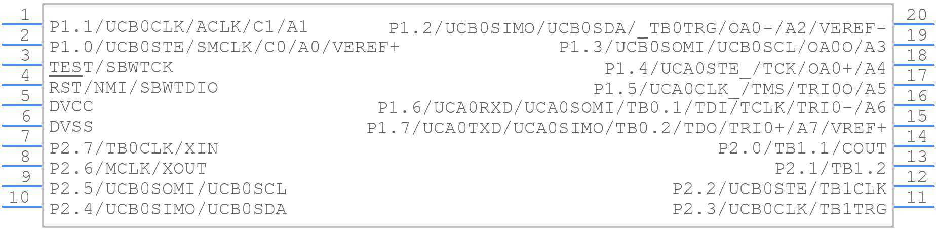 MSP430FR2311IPW20R - Texas Instruments - PCB symbol
