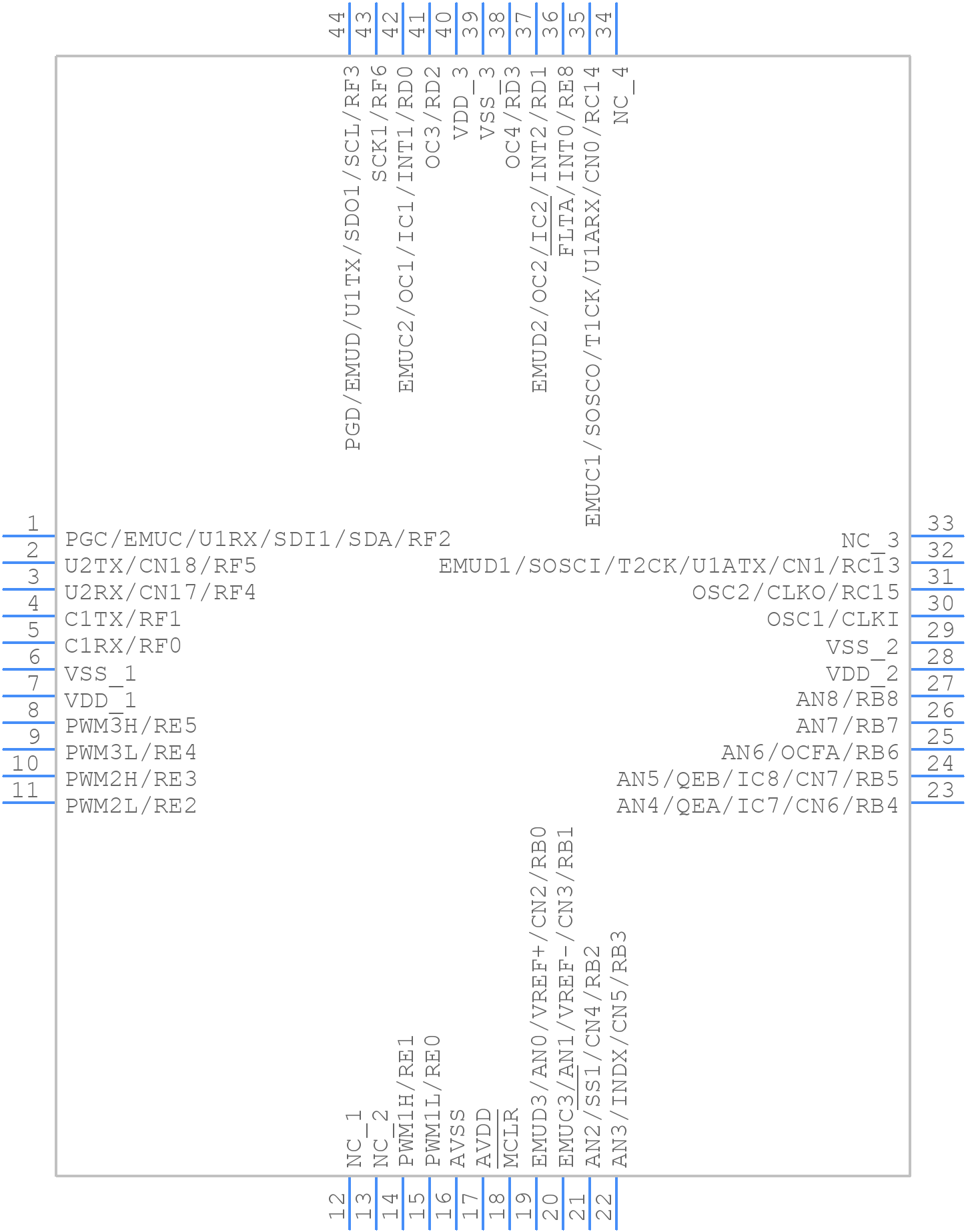 DSPIC30F4011-20I/PT - Microchip - PCB symbol