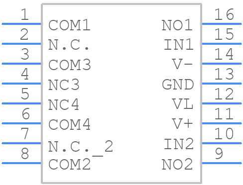 MAX303CSE+ - Analog Devices - PCB symbol