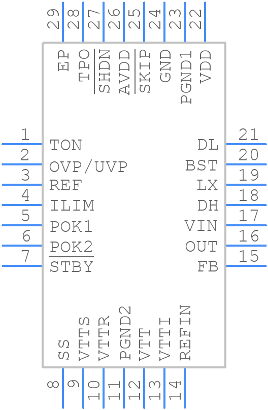 MAX8632ETI+ - Analog Devices - PCB symbol