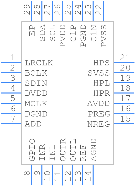 MAX9850ETI+ - Analog Devices - PCB symbol