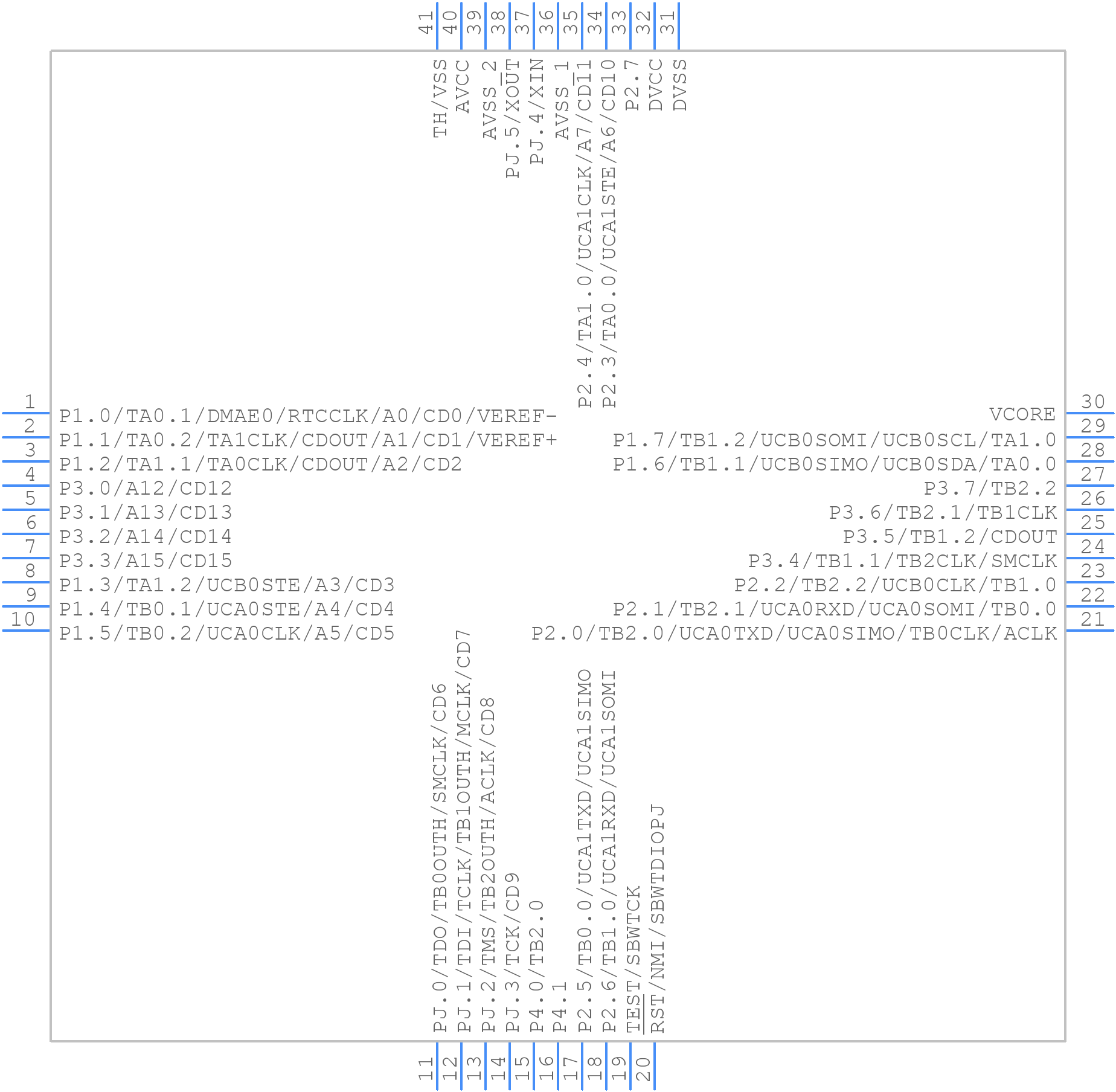 MSP430FR5729IRHAT - Texas Instruments - PCB symbol