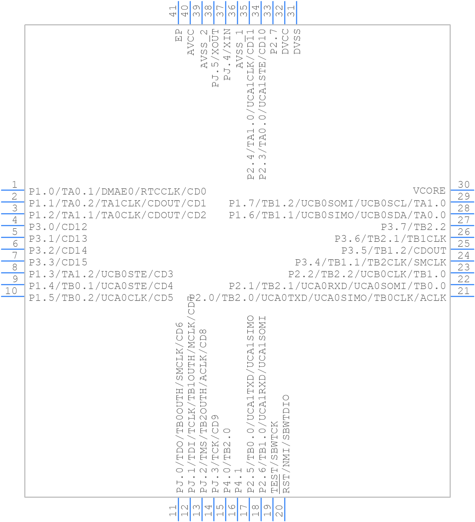 MSP430FR5737IRHAT - Texas Instruments - PCB symbol