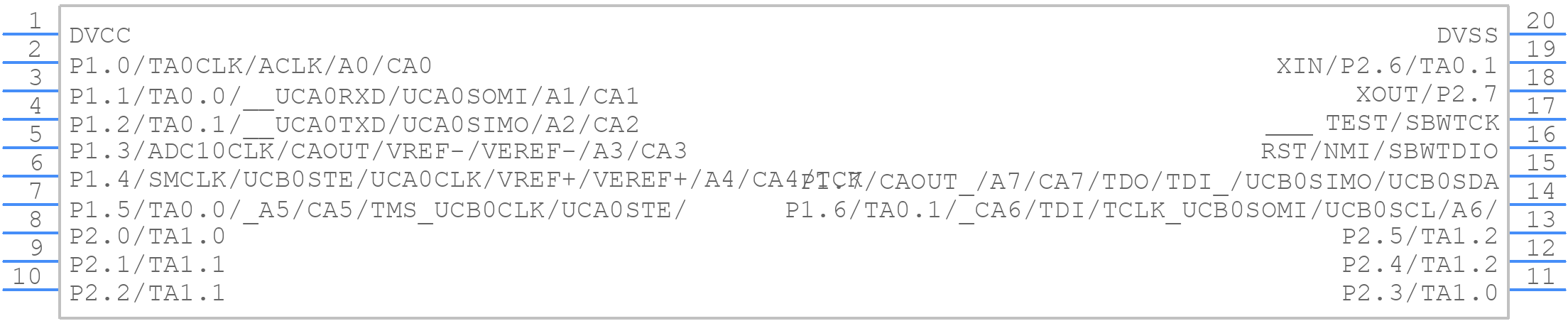 MSP430G2153IN20 - Texas Instruments - PCB symbol