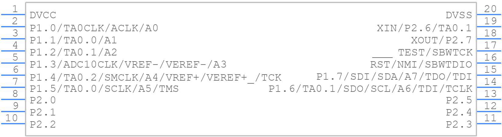 MSP430G2202IN20 - Texas Instruments - PCB symbol