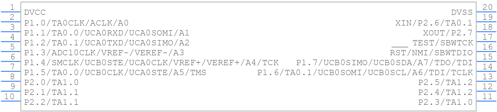 MSP430G2203IN20 - Texas Instruments - PCB symbol