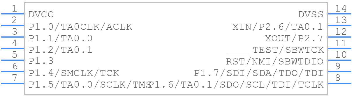 MSP430G2221IPW14 - Texas Instruments - PCB symbol