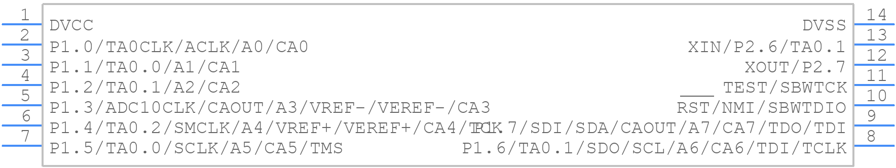 MSP430G2452IPW14 - Texas Instruments - PCB symbol
