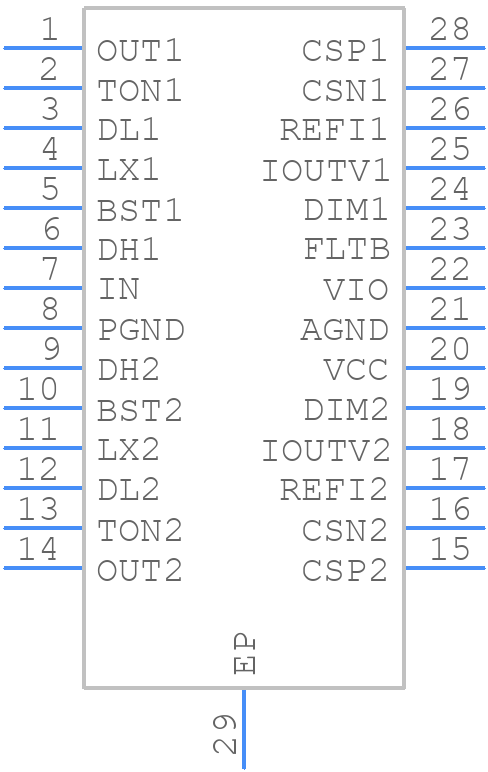 MAX20097AUI/V+ - Analog Devices - PCB symbol