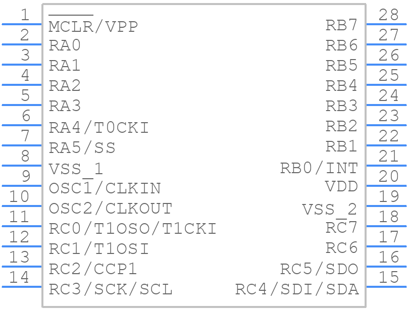 PIC16C62B-04/SP - Microchip - PCB symbol