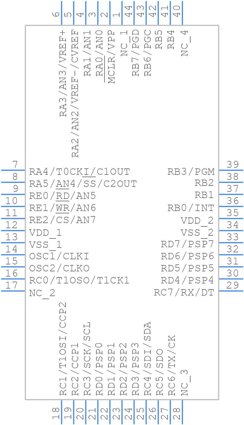 PIC16F874A-I/L - Microchip - PCB symbol