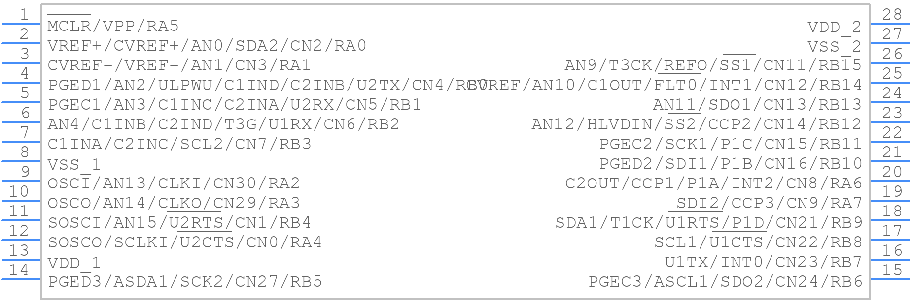 PIC24F16KL402-I/SP - Microchip - PCB symbol