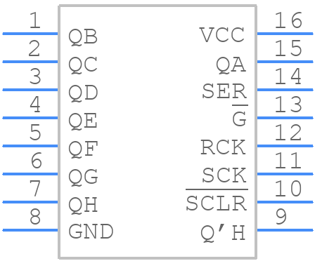 MM74HC595N - onsemi - PCB symbol