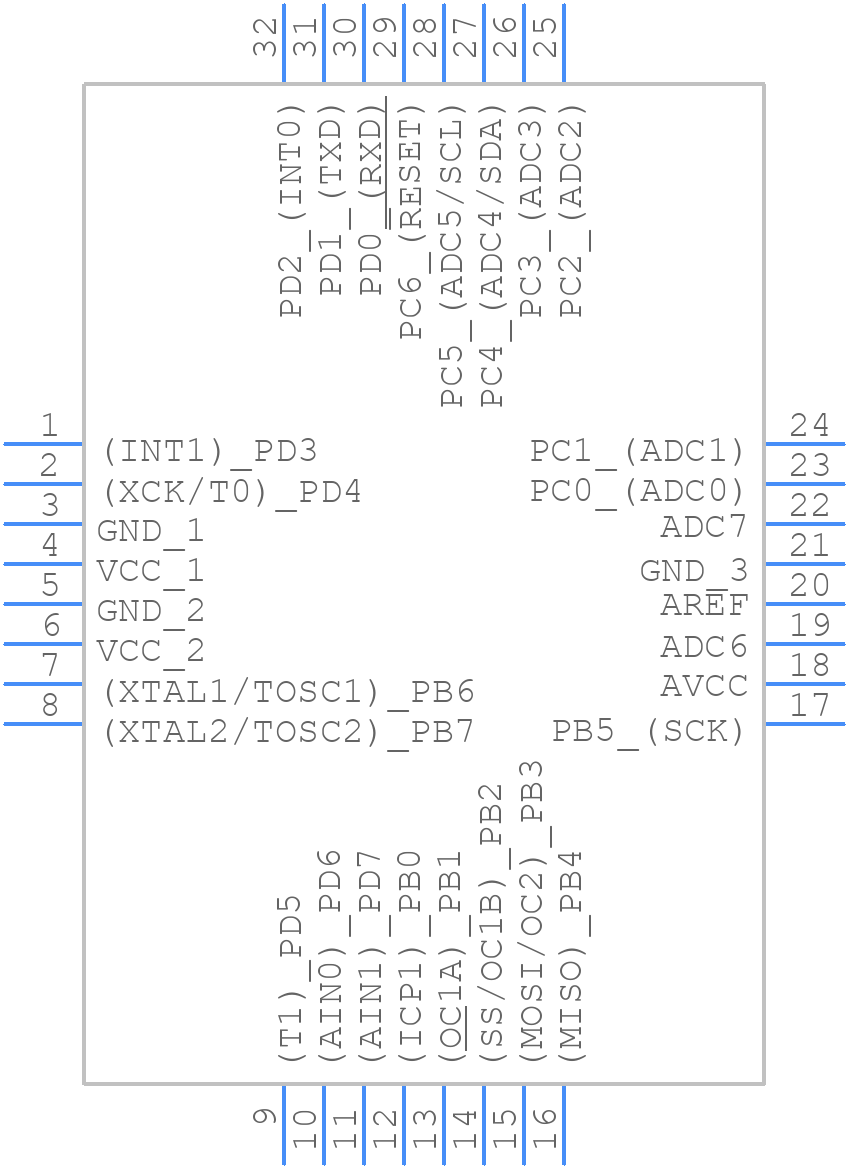 ATMEGA8L-8AU - Microchip - PCB symbol