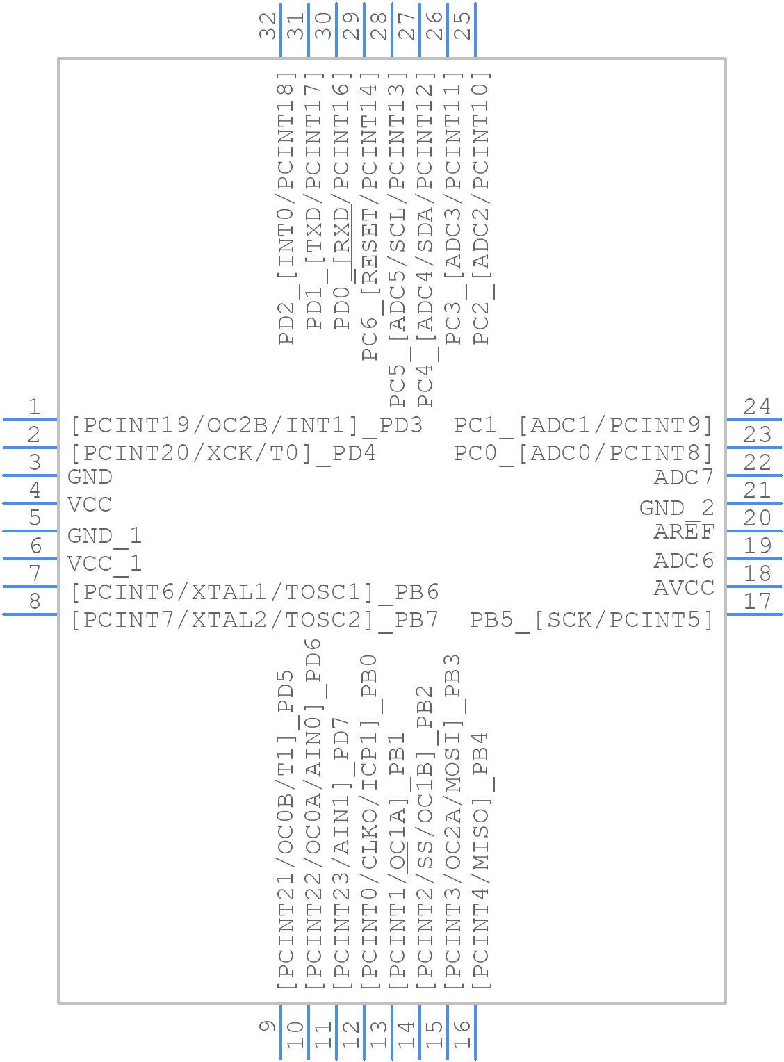 ATMEGA48-20AU - Microchip - PCB symbol