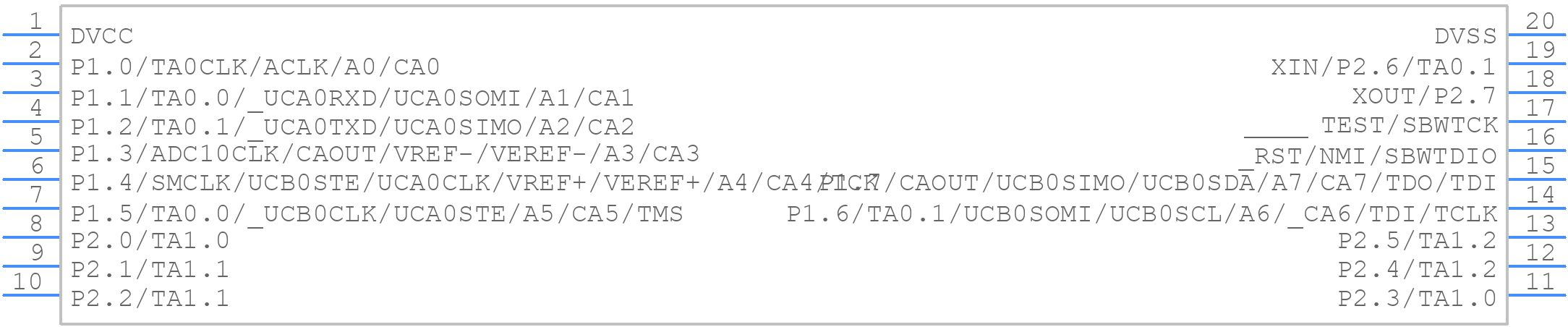MSP430G2213IPW20 - Texas Instruments - PCB symbol