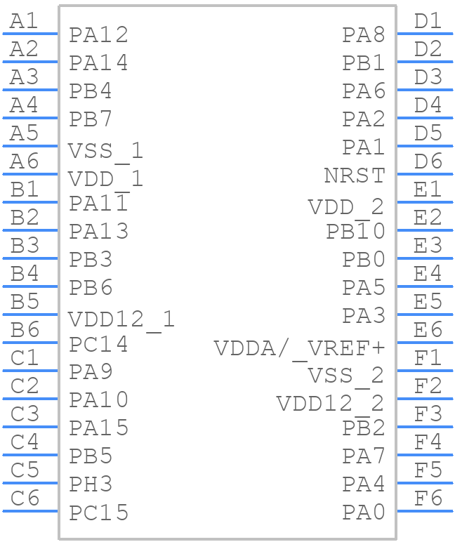 STM32L412TBY6PTR - STMicroelectronics - PCB symbol