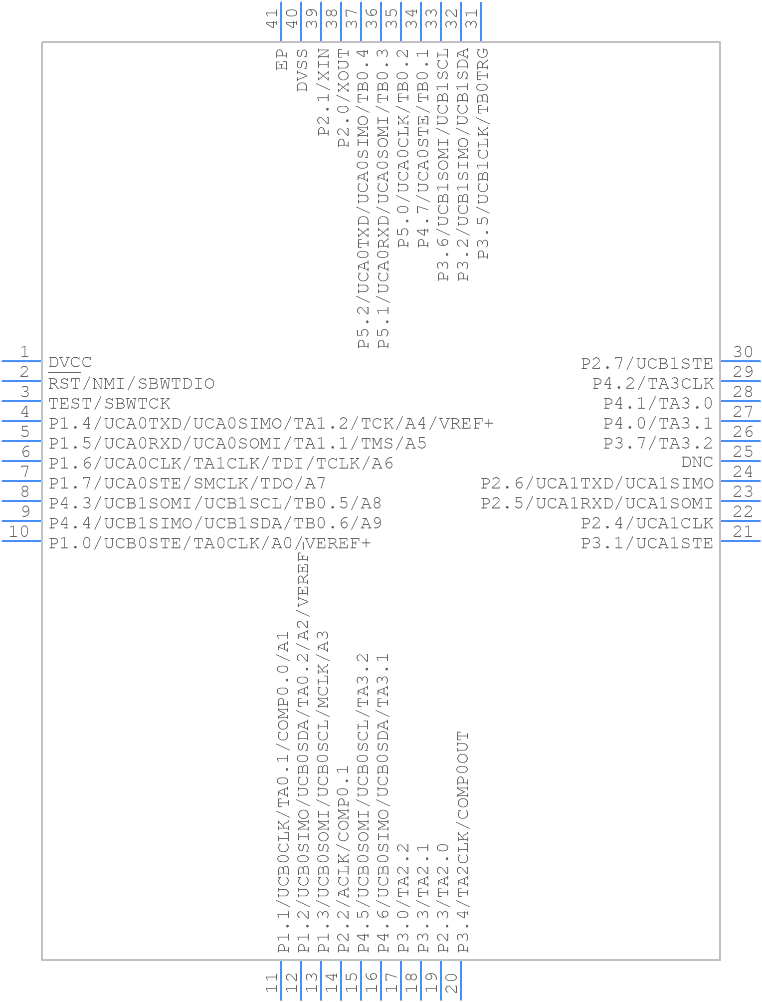 MSP430FR2476TRHAT - Texas Instruments - PCB symbol