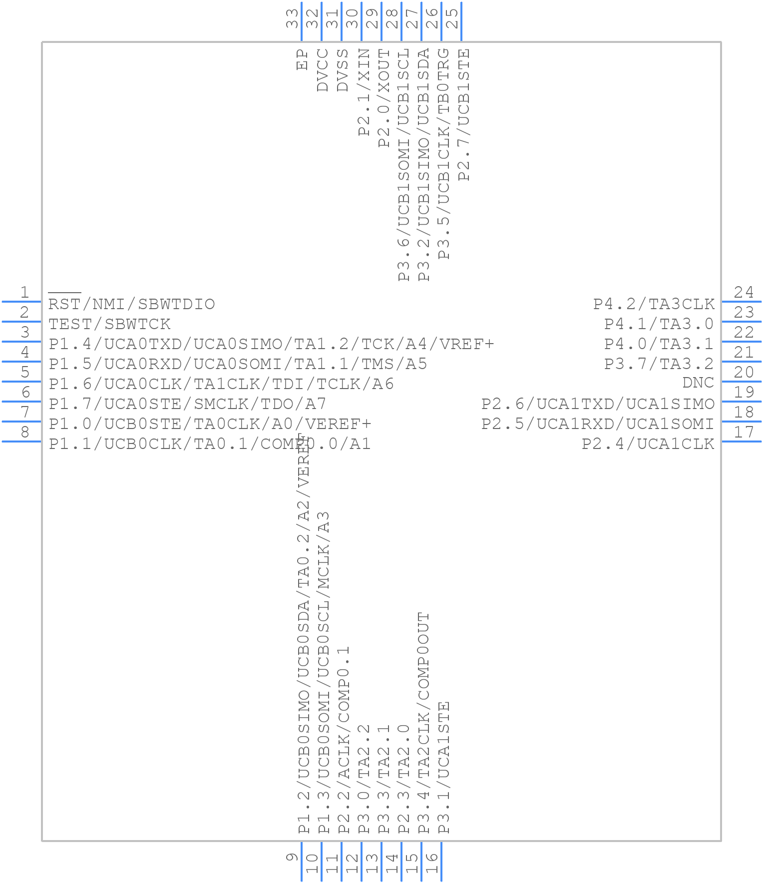 MSP430FR2475TRHBR - Texas Instruments - PCB symbol