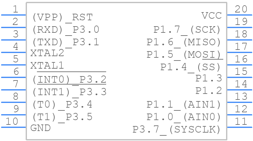 AT89LP2052-20PU - Microchip - PCB symbol