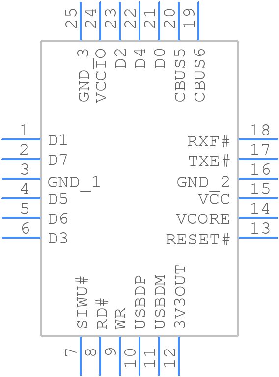 FT240XQ-R - FTDI Chip - PCB symbol