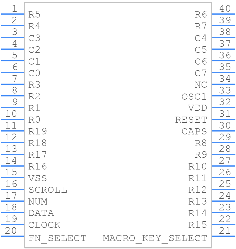 HT82K628A-40DIP - Holtek - PCB symbol