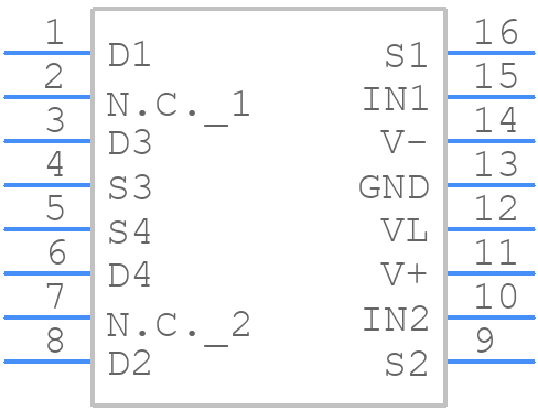 DG405DY+ - Analog Devices - PCB symbol