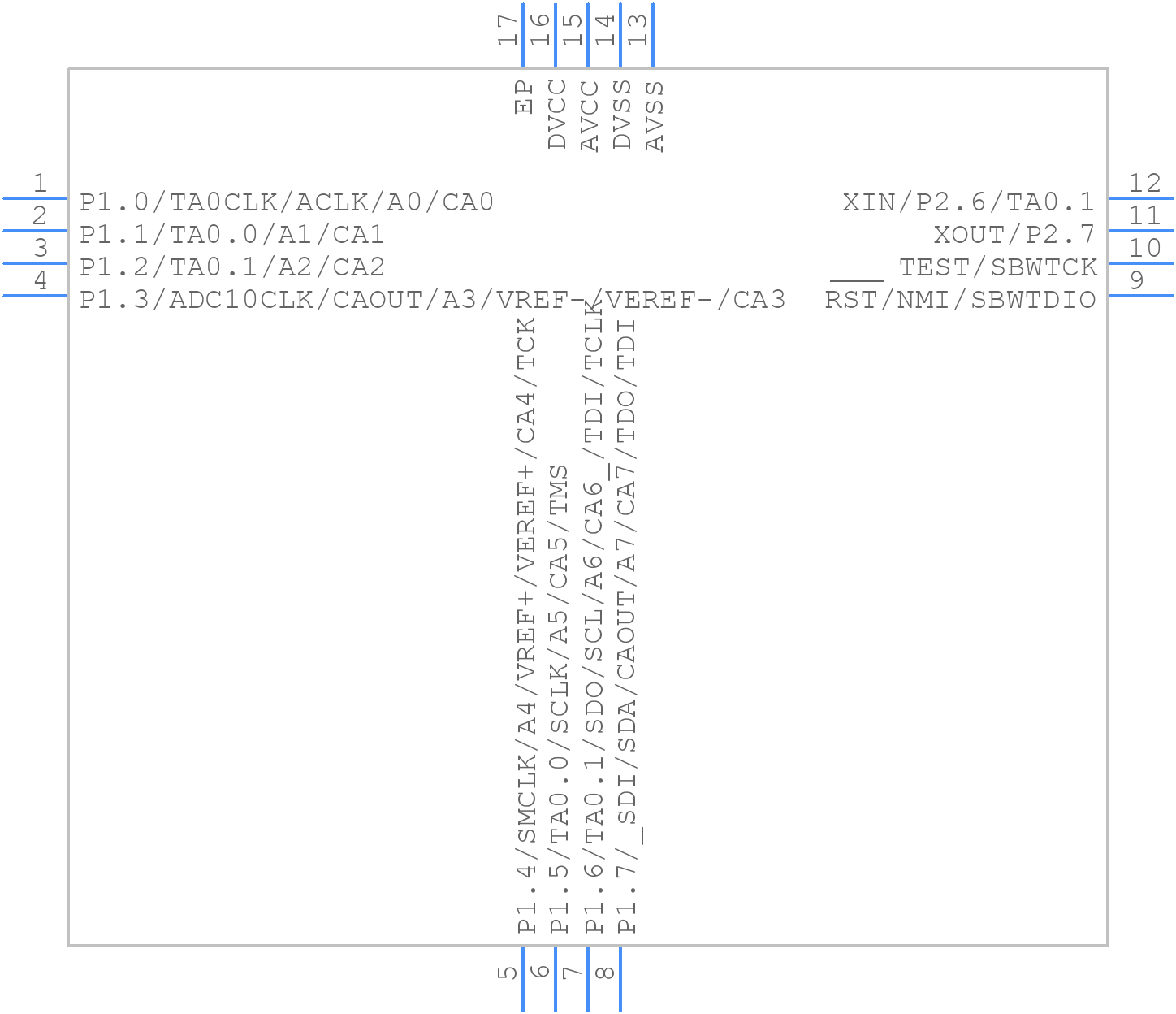 MSP430G2452IRSA16R - Texas Instruments - PCB symbol