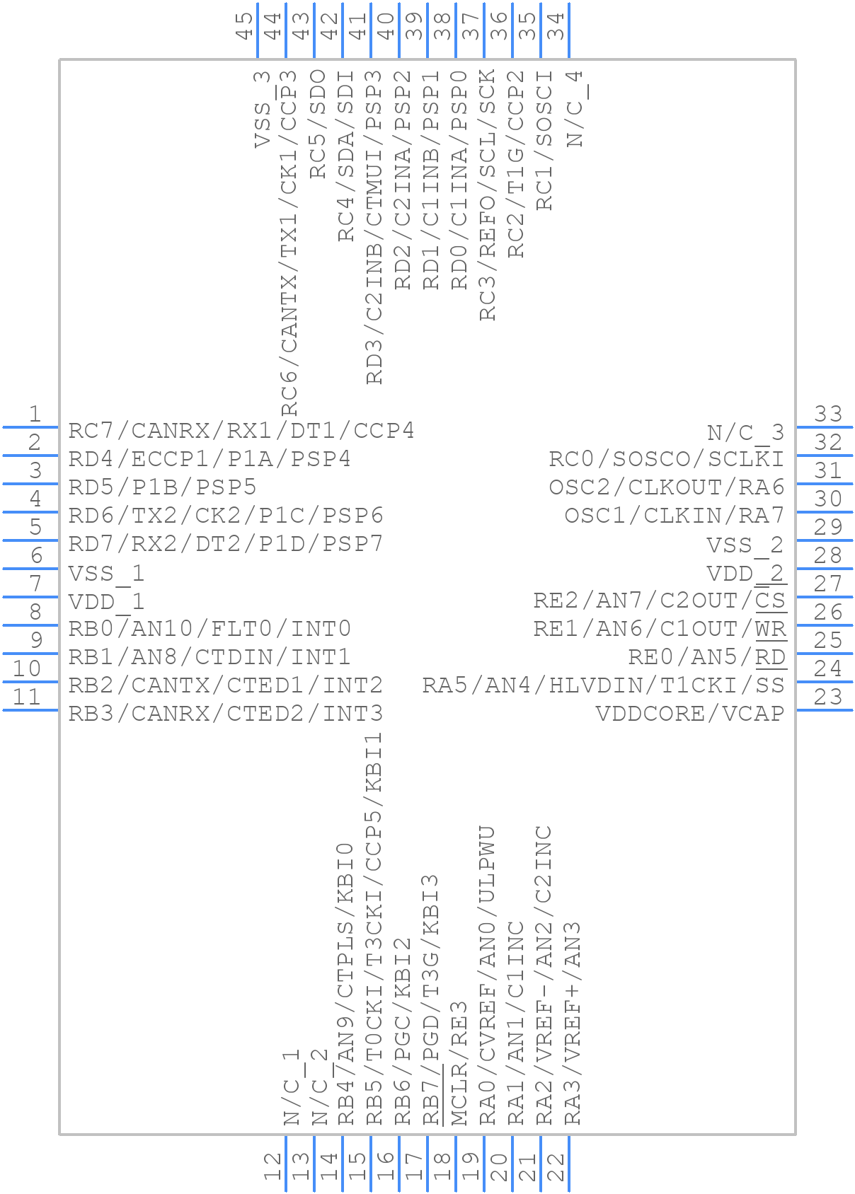 PIC18F46K80-E/ML - Microchip - PCB symbol