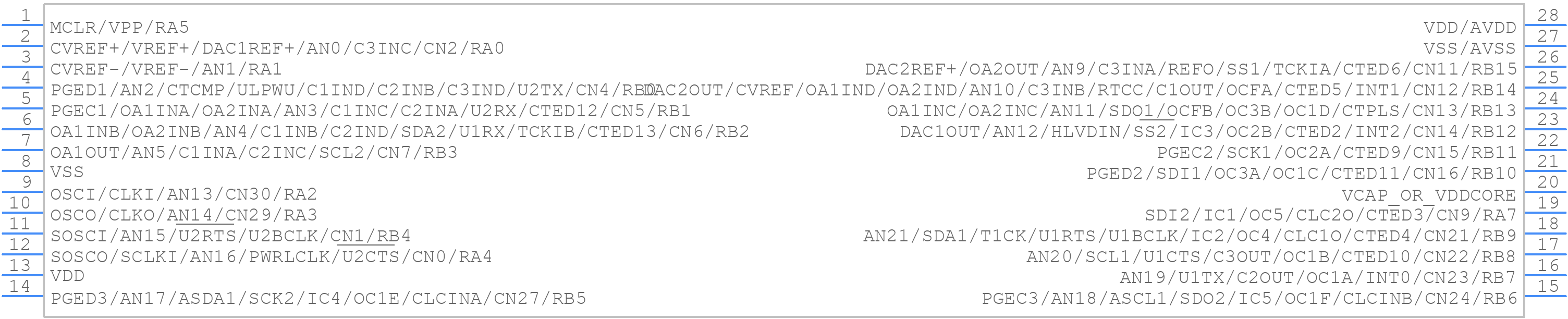 PIC24FV16KM202-I/SP - Microchip - PCB symbol