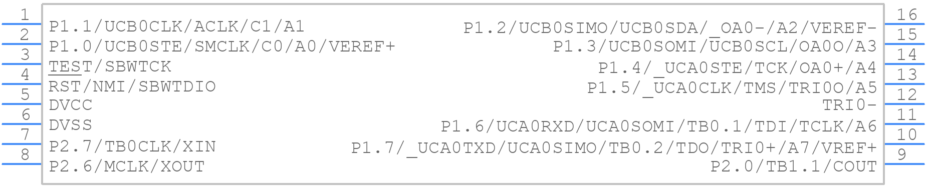 MSP430FR2311IPW16 - Texas Instruments - PCB symbol