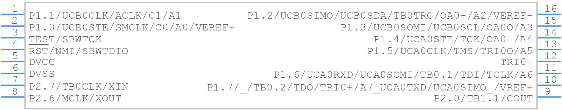 MSP430FR2311IPW16R - Texas Instruments - PCB symbol