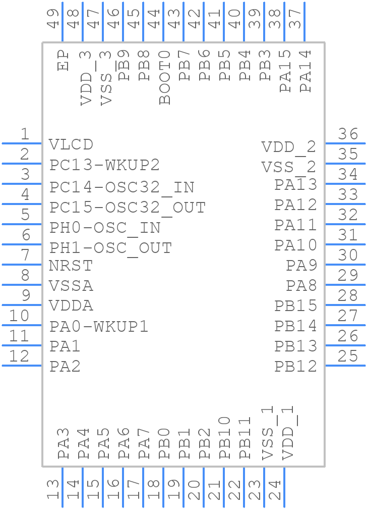 STM32L151C8U6 - STMicroelectronics - PCB symbol