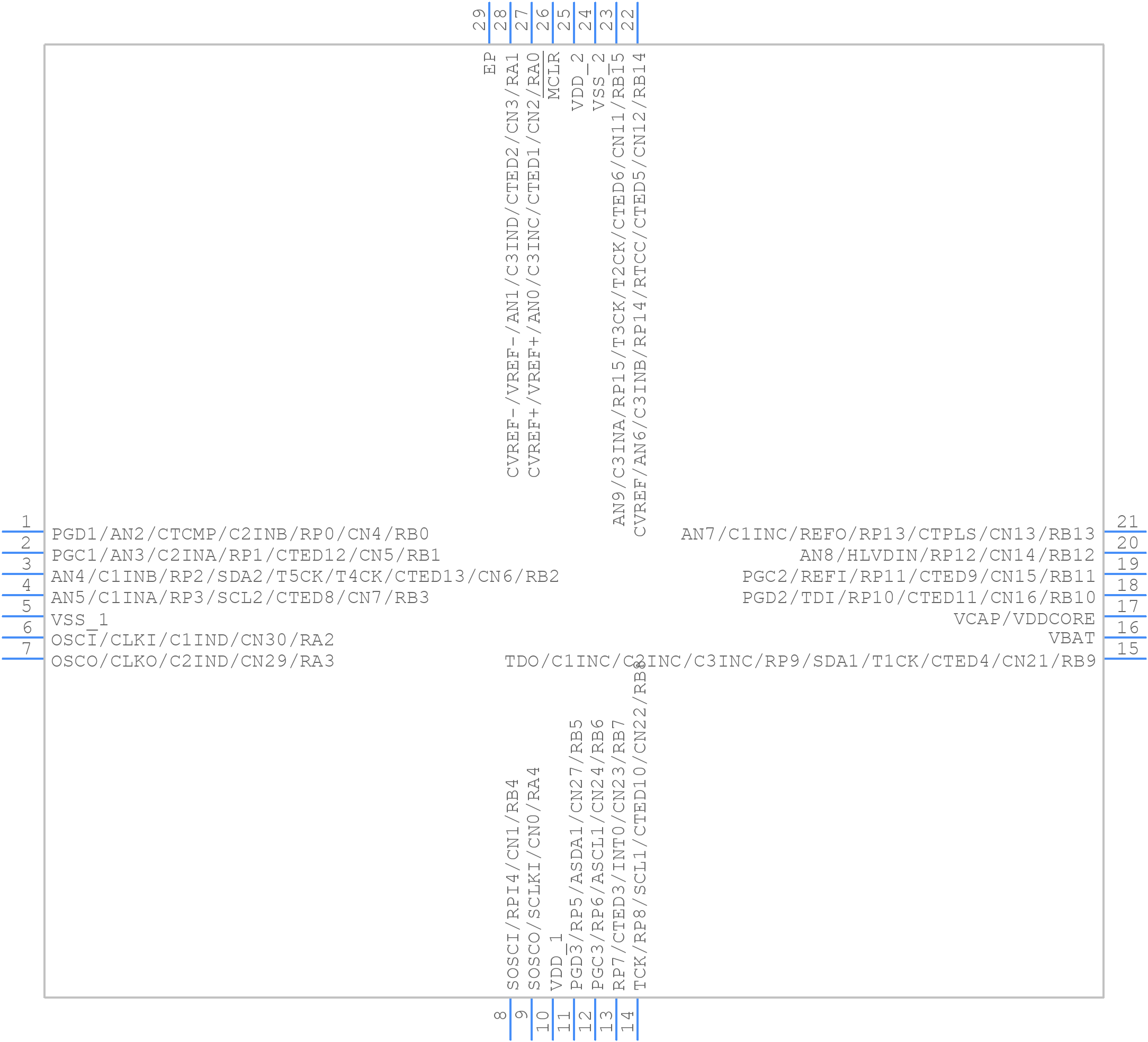 PIC24FJ64GA202-I/MM - Microchip - PCB symbol