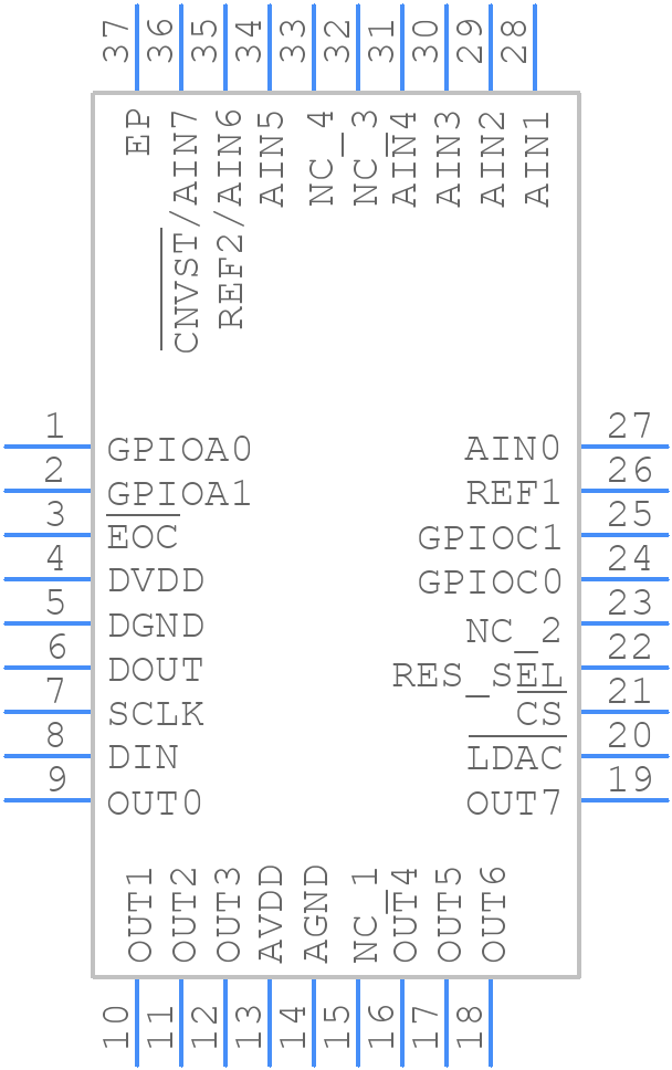 MAX1221BETX+ - Analog Devices - PCB symbol
