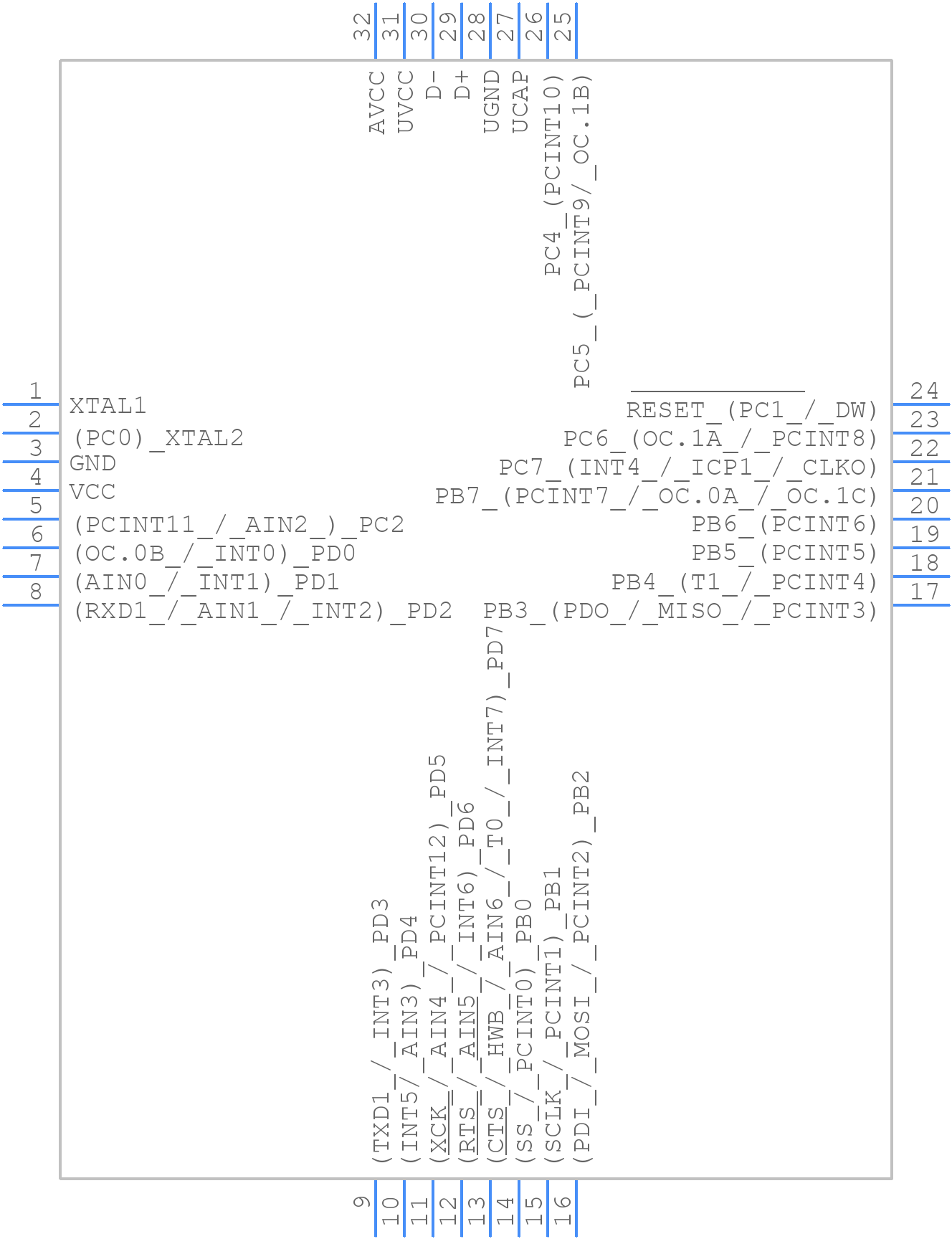 ATMEGA16U2-AUR - Microchip - PCB symbol
