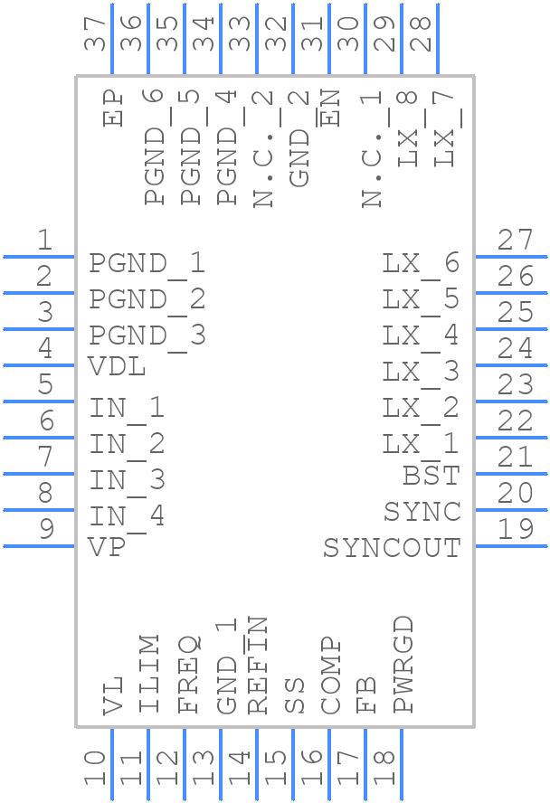 MAX8654ETX+ - Analog Devices - PCB symbol