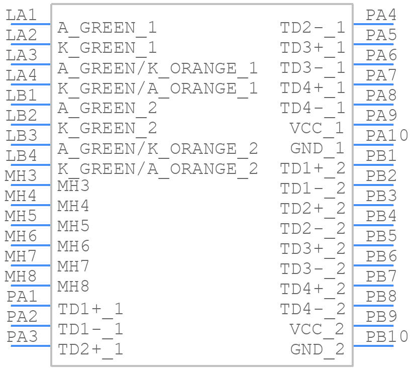 MTJG-2-88J11-V-FSG-L36-M268Y - Adam Tech - PCB symbol