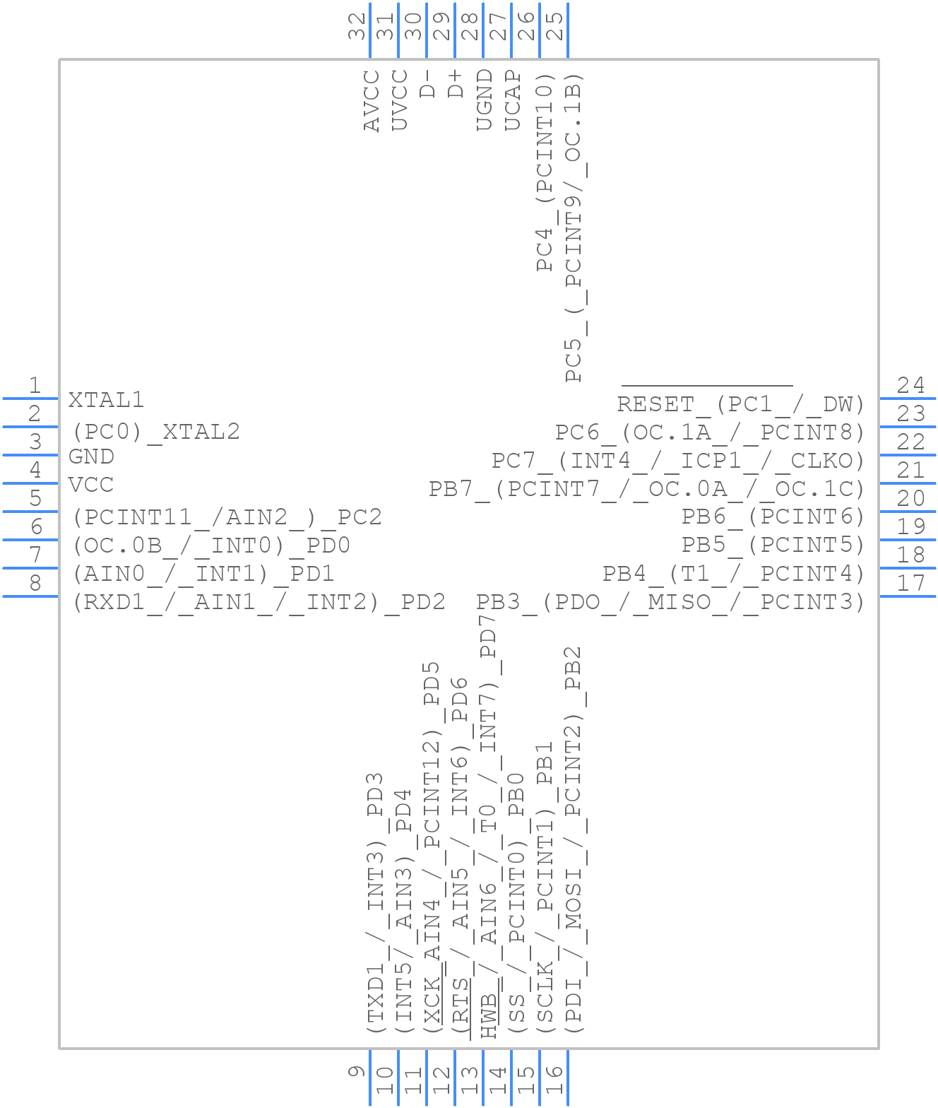 ATMEGA32U2-AUR - Microchip - PCB symbol