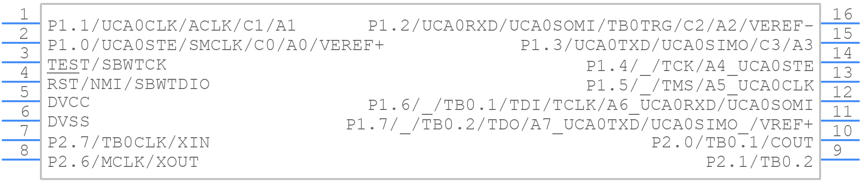 MSP430FR2111IPW16 - Texas Instruments - PCB symbol