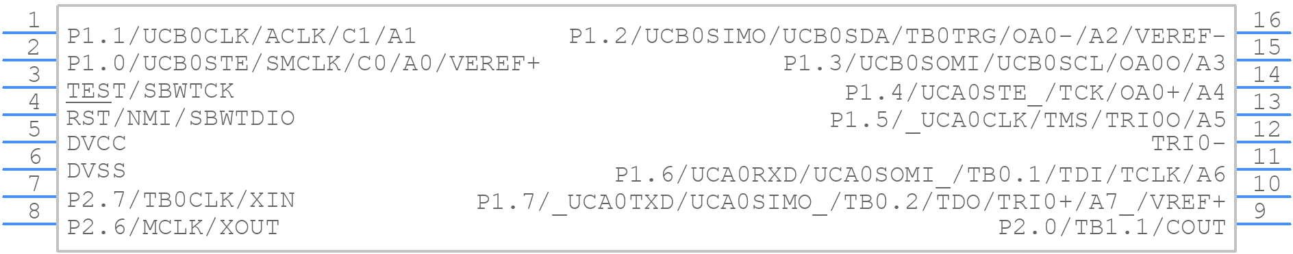 MSP430FR2310IPW16 - Texas Instruments - PCB symbol