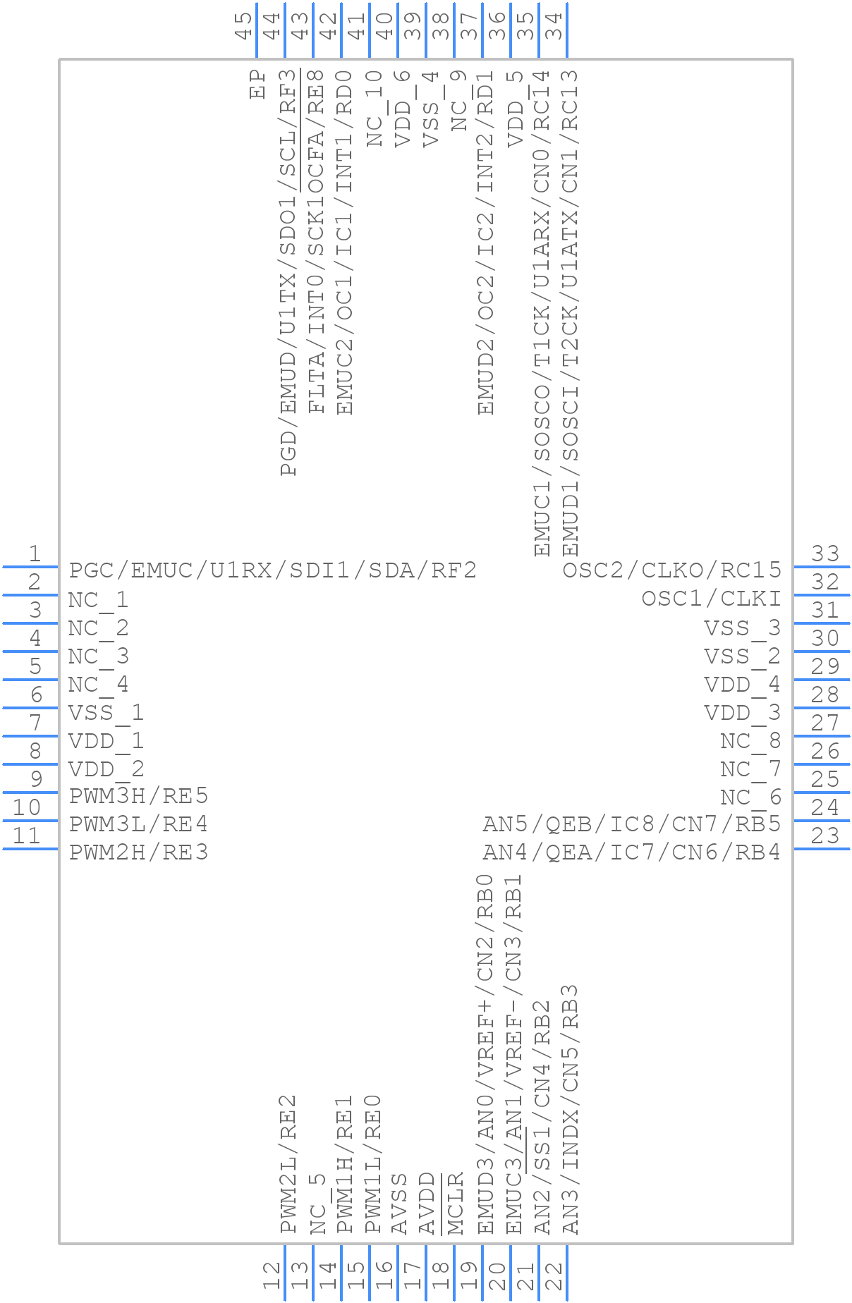 DSPIC30F3010-20I/ML - Microchip - PCB symbol