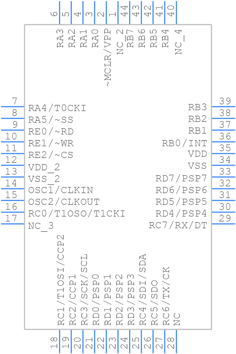 PIC16C65A-20/L - Microchip - PCB symbol