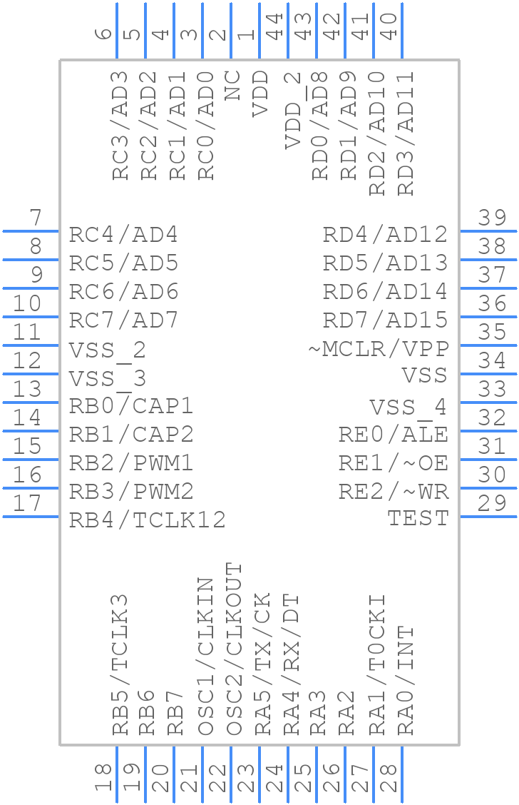 PIC17C43-33/L - Microchip - PCB symbol
