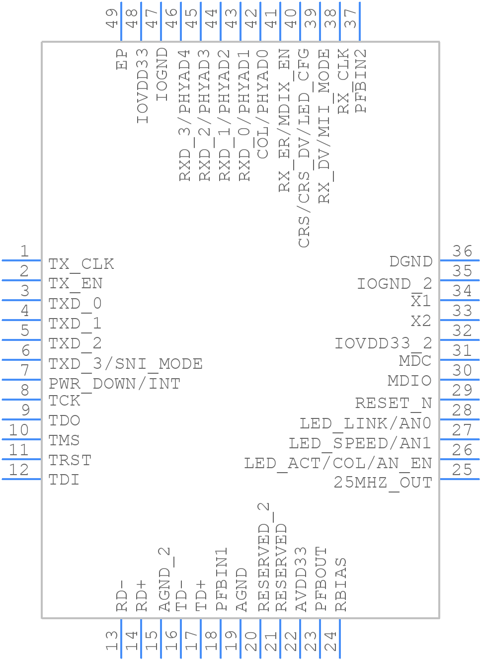 DP83848YB - Texas Instruments - PCB symbol