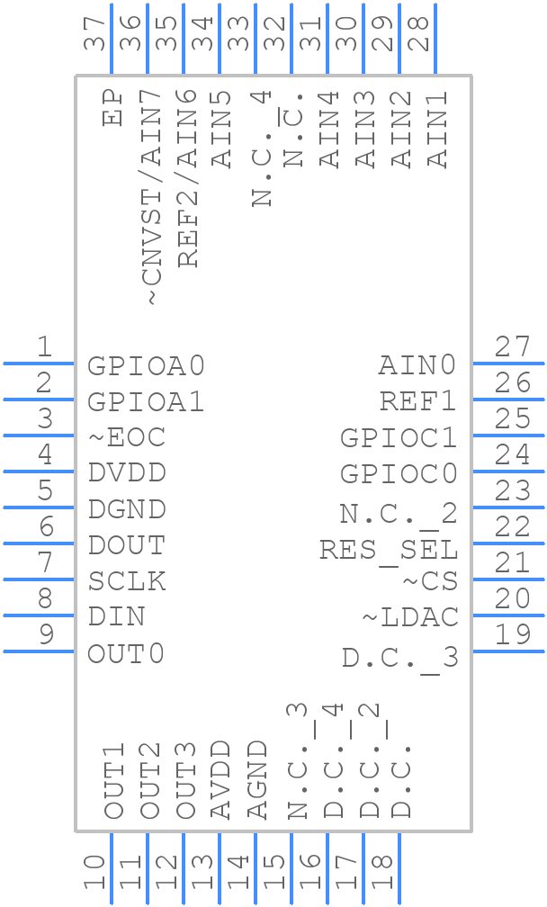 MAX1042BETX+ - Analog Devices - PCB symbol