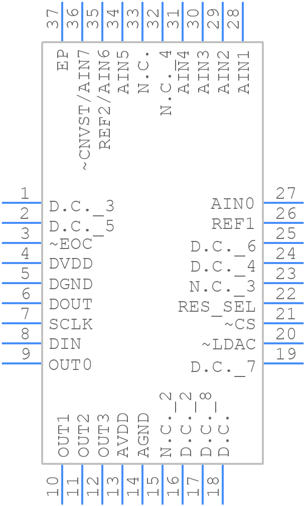 MAX1340BETX+ - Analog Devices - PCB symbol