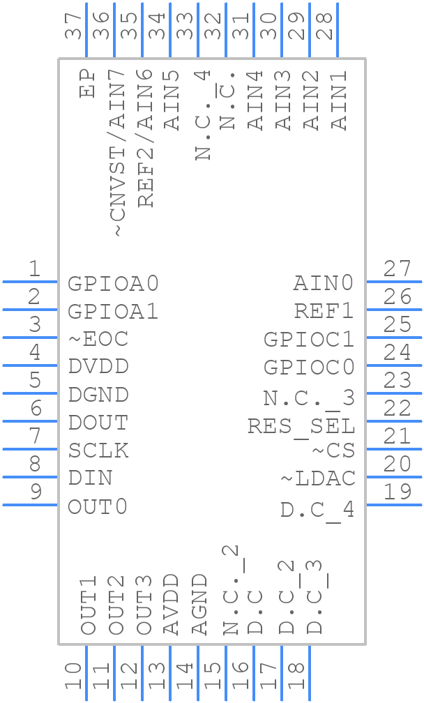 MAX1343BETX+ - Analog Devices - PCB symbol