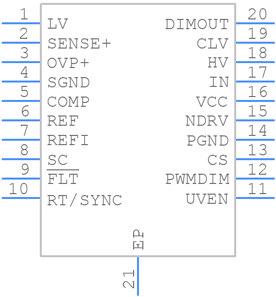 MAX16834AUP+T - Analog Devices - PCB symbol